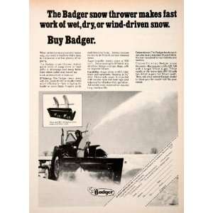  1978 Ad Badger Northland Snow Blower Machinery Tool Massey 