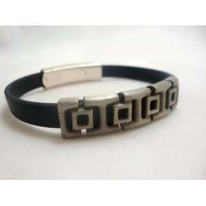  NEW Square Steel and Rubber Bracelet, Limited. Beauty
