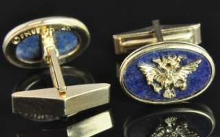 Estate Vintage Faberge Franklin Mint 14K Yellow Gold Lapis Eagle Oval 