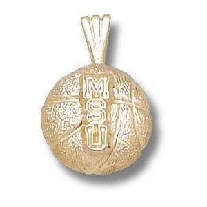Michigan State Spartans Solid 10K Gold MSU Basketball Pendant 