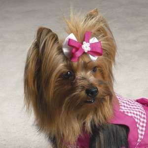  Dog Two  Pack Bow Barrettes   Pink Color
