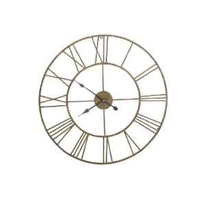   Antique Gold Open Face Roman Numeral Wall Clock Iron: Home & Kitchen