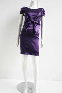 NWT Designer MaxMara Purple Silk Bow Sheath Dress XS/S  