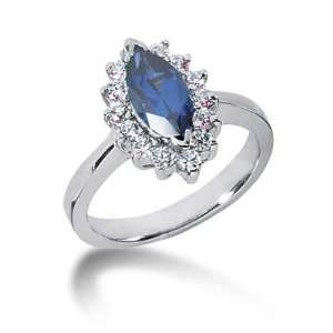 75 Ct Diamond Sapphire Ring Engagement Marquise Cut Prong Fashion 