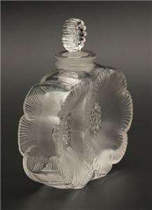   Vintage Lalique Frosted Crystal Deux Fleur Perfume Bottle  