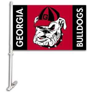   97107   Georgia Bulldogs Car Flag W/Wall Brackett
