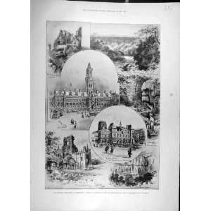  1900 Bradford Ruins Abbey Knaresborough Barden Print