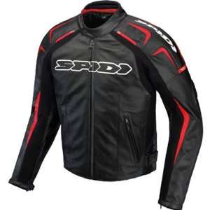 Spidi Track Mens Leather On Road Motorcycle Jacket   Black/Red / E56 