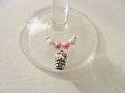 SILVER WHITE AND PINK 3D HELLO KITTY WINE GLASS CHARM GIFT (No8)