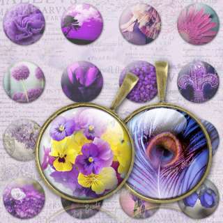   purple flower fashion digital collage sheet 4 cabochon 25x25mm CS0045