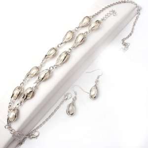   white gold plated set earing necklace bracelet Fashion DIY Jewelry