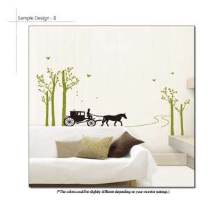 CARRIAGE & BIRCH TREE Wall Decal Sticker Removable Art  