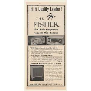  1956 Fisher CA 40 Amp FM 40 Tuner Series 50 Phono Print Ad 