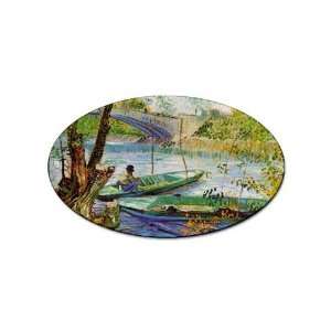    Fishing in Spring By Vincent Van Gogh Oval Magnet