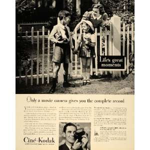 1939 Ad Cine Kodak Camera Home Movie Video First Day   Original Print 