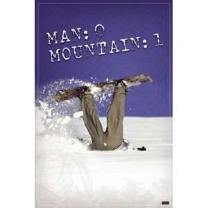  MAN VS MOUNTAIN BURRIED SNOWBOARDER 24x36 POSTER 3890 