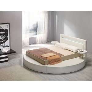 Vig Furniture Palazzo Queen White Leatherette Round Platform Bed 