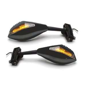  Motorcycle Racing Mirrors with LED Turn Signals Indicators Blinkers 
