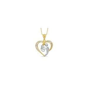    Shaped Motherly Love Pendant in 10K Two Tone Gold fashion: Jewelry