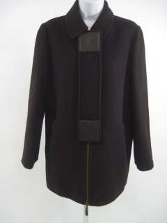 MICHAEL KORS Brown Wool Leather Zip Up Jacket Coat Sz 8  