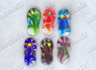 wholesale lots 24 crystal glass shoes bead pendant FREE  