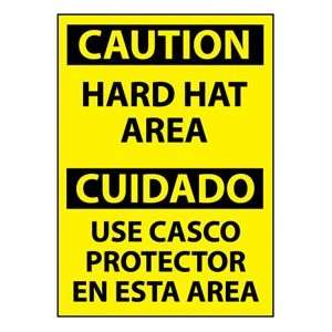 Bilingual Aluminum Sign   Caution Hard Hat Area:  