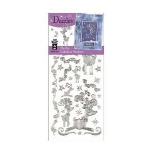  Hot Off The Press Dazzles Stickers Silver Playful Reindeer 