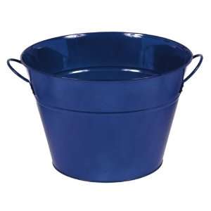   Blue Metal Party Drink Chiller Tub with Handles Patio, Lawn & Garden