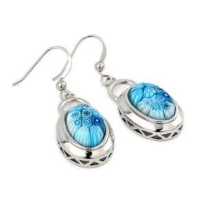 Millefiori Blue Oval Earrings 