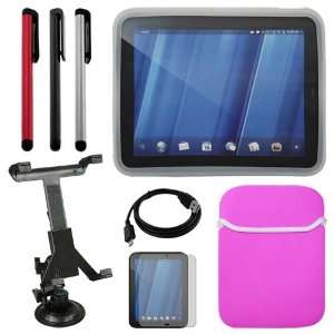 : Premuim Pink/Silver Trim Sleeve Case+HP Touch Pad Tablet LCD Screen 