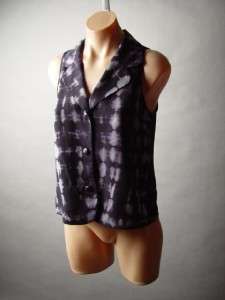   Pattern Printed Boho Indie Rock Button Front Casual Vest M  
