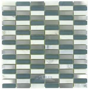   stacked glass and metal mosaic tile in storm met
