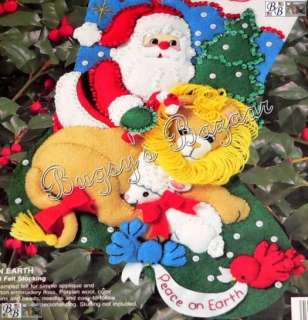 Bucilla PEACE ON EARTH Stocking Santa, Lion & Lamb Felt Christmas Kit 