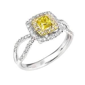   Yellow Radiant Center Diamond and 0.335ct Melee in 14k Ring Jewelry