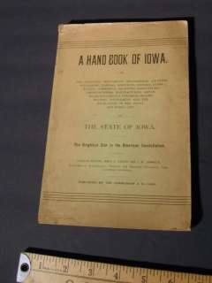 RARE 1893 Hand Book of Iowa with Maps Prints   History  