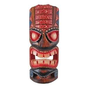  11 Inch Pacific Island Dot Painted Wooden Wall Mask Tiki 