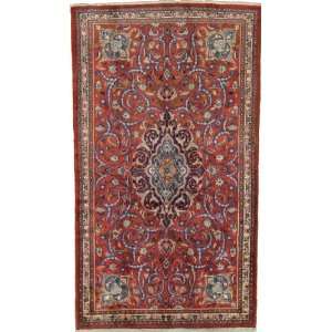   Red Persian Hand Knotted Wool Mashad Rug