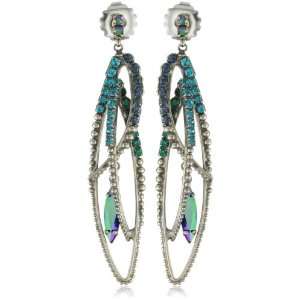   Emerald City Crystal Intertwining Silvertone Dangle Earrings: Jewelry