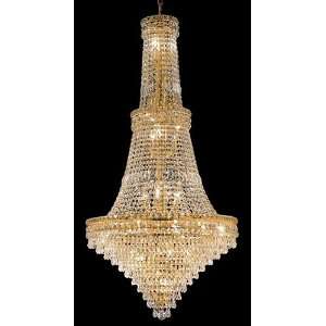 Invisible Design 34 Light 56 Gold or Chrome Chandelier with European 