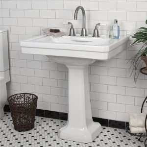 Markley Pedestal Sink   8 Widespread Faucet Hole Drillings   White