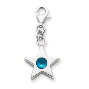  Sterling Silver March CZ Birthstone Star Charm: Jewelry