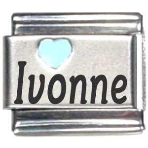  Ivonne Light Blue Heart Laser Name Italian Charm Link 