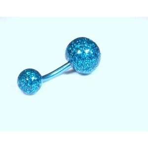   Anodized Titanium Wire Belly Bar with Ball Ends Light Blue Jewelry