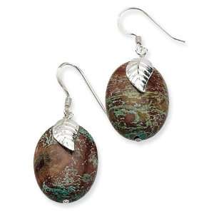  Sterling Silver Leaf & Blue Jasper Earrings: Jewelry