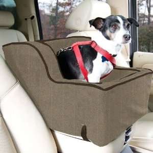   Luxury High Back Console Pet Car Seat   Large/Herringbone & Black: Pet