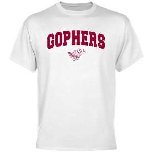  NCAA Minnesota Golden Gophers White Mascot Arch T shirt 
