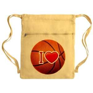  Messenger Bag Sack Pack Yellow I Love Basketball 