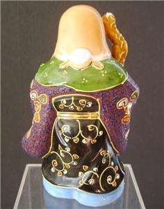 Japanese Moriage Kutani Porcelain Jurojin Lucky God Display Figurine 