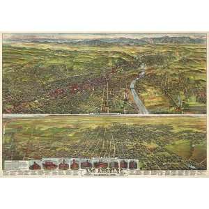  Antique Birds Eye View Map of Los Angeles, California 