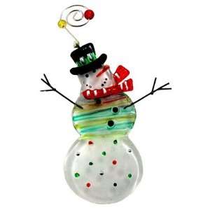    Snowman Glass Fusion Ornament by Lori Siebert